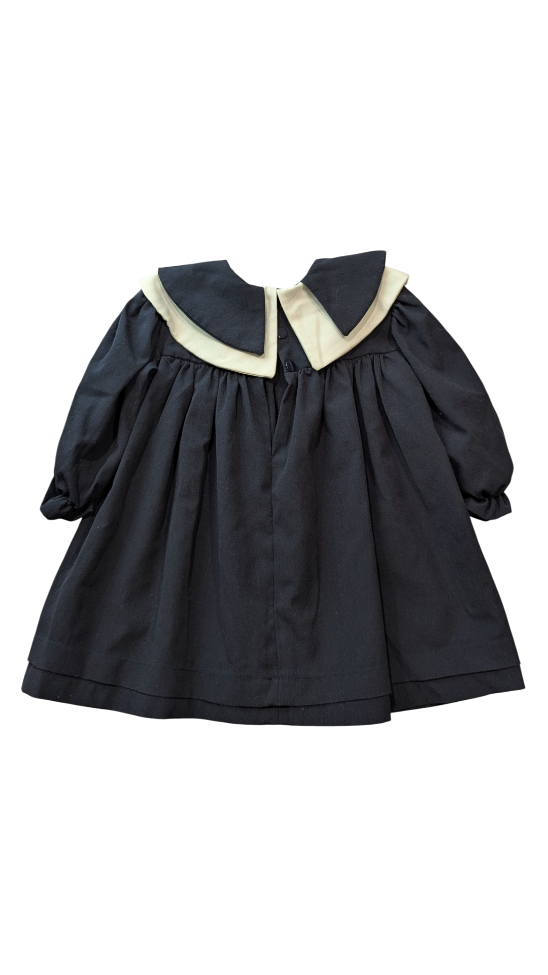 Cutie Baby Dress, Navy Blue w Cream Trims, 1