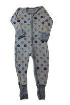Unbranded Jumpsuit, White with blue polka dots and grey trim, 12-18 Months