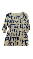 Petit Bateau Dress, Cream w Blue Letters, 3