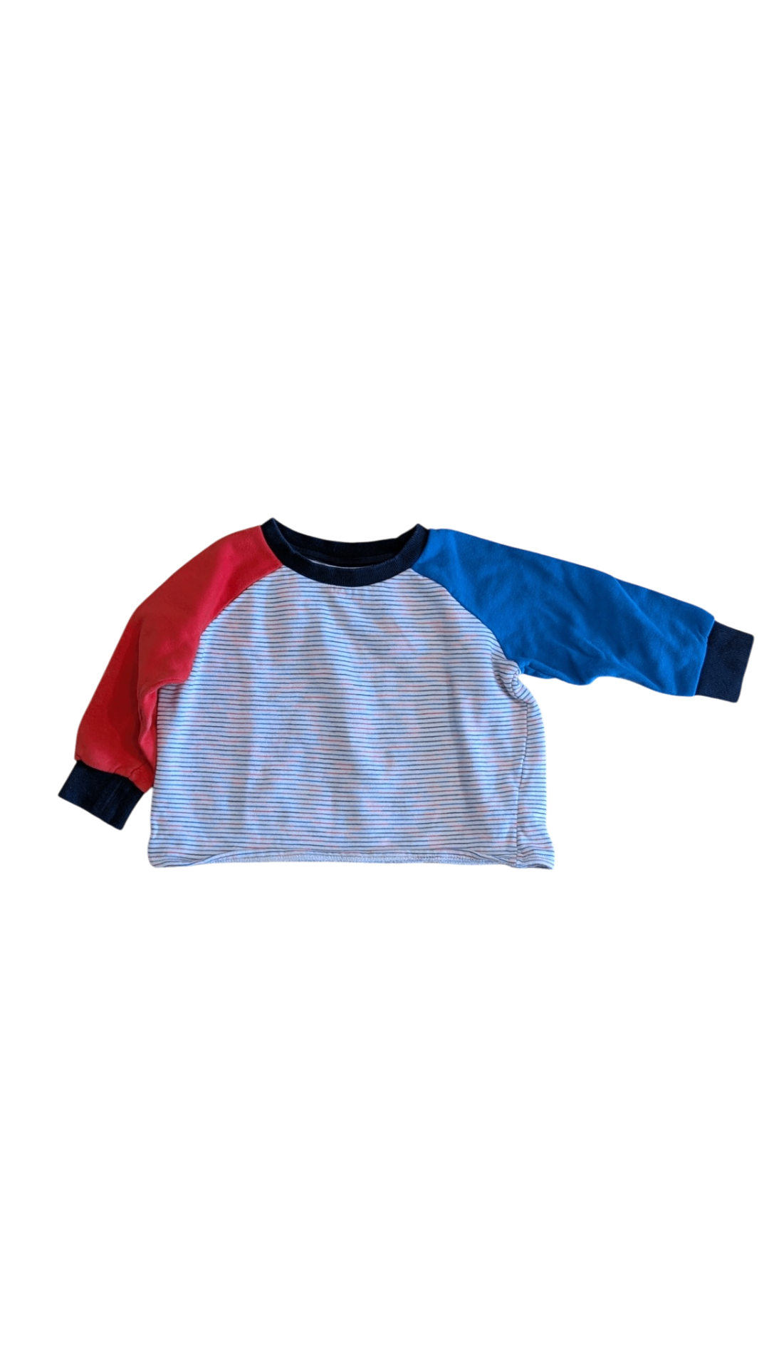 Seed Jumper, Red & Blue Sleeves w Stripes Body, 4