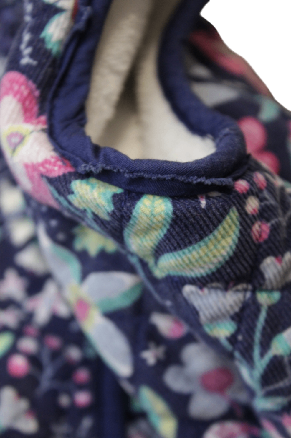 Bébé by minihaha Sleeveless Jacket, Navy blue with multicolour floral print, 18m