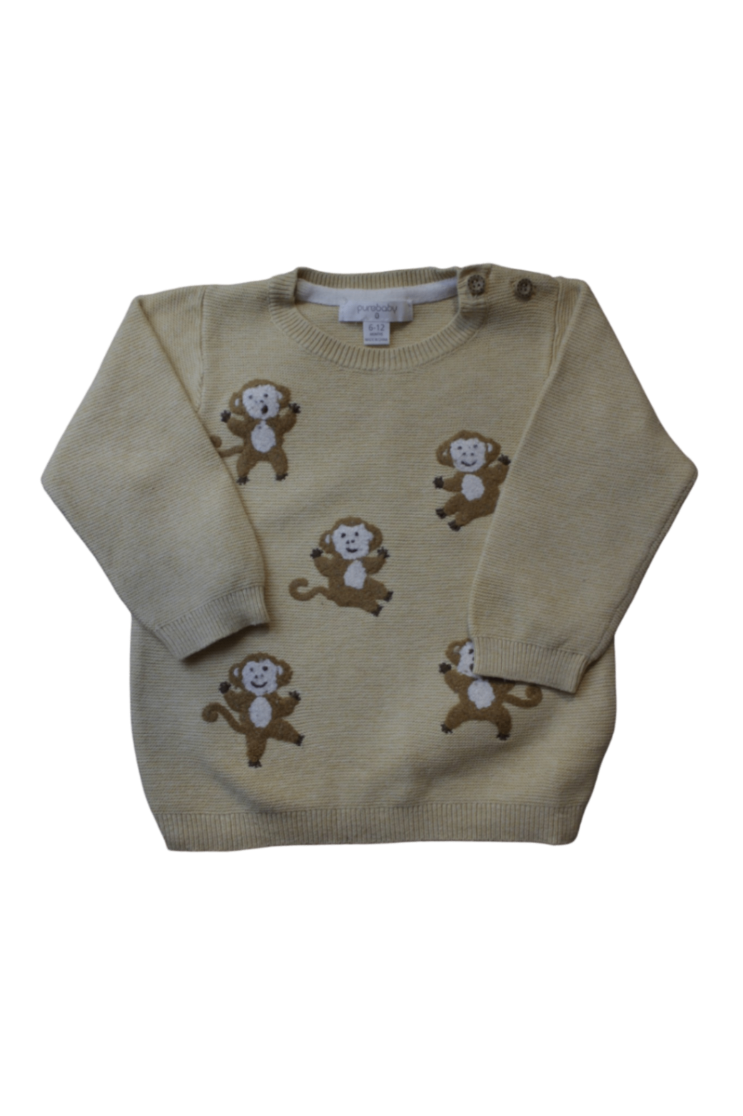 Purebaby Jumper, Yellow, 6-12 months
