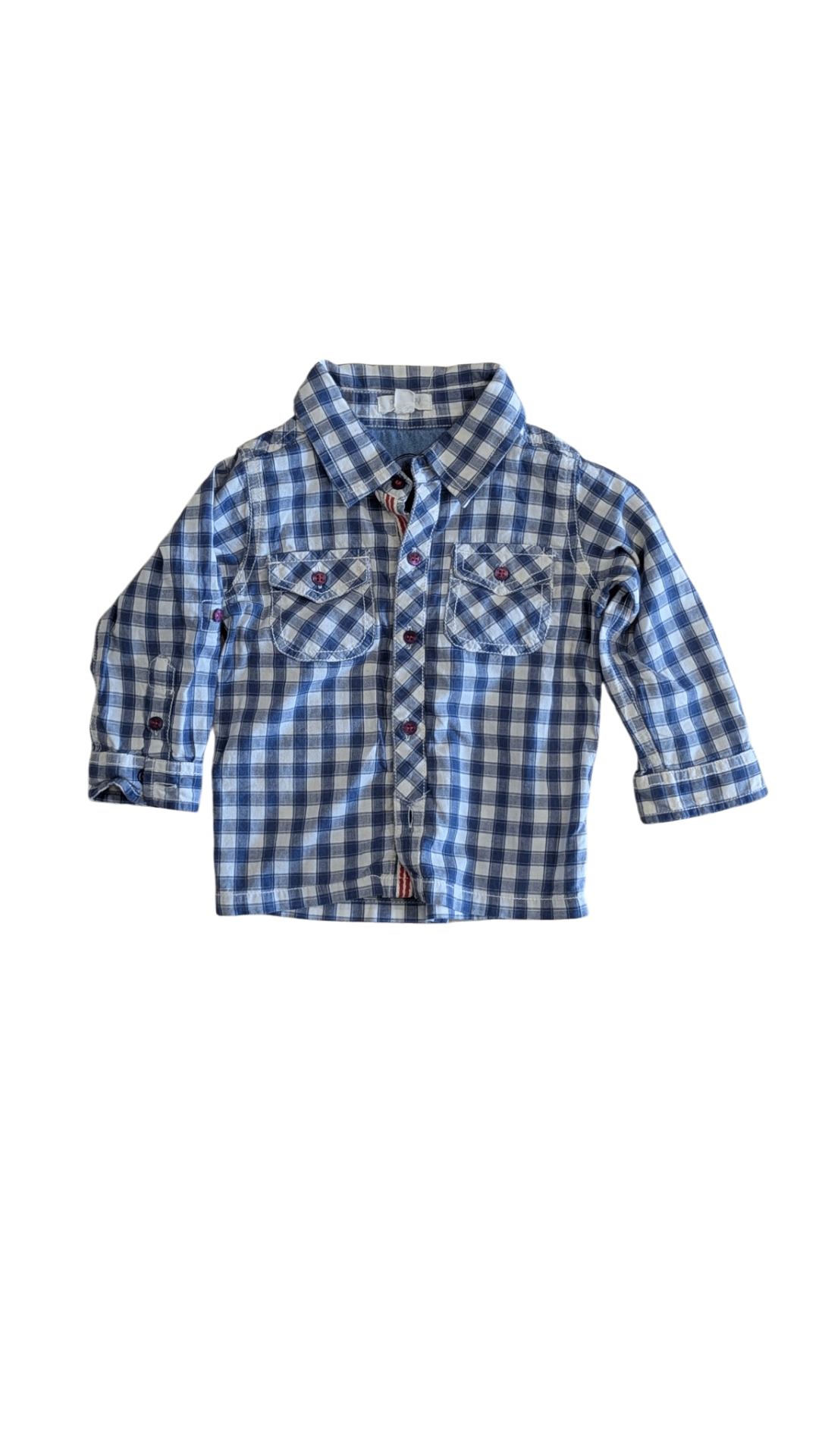 Purebaby Shirt, Blue White Gingham, 1