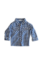Purebaby Shirt, Blue White Gingham, 1
