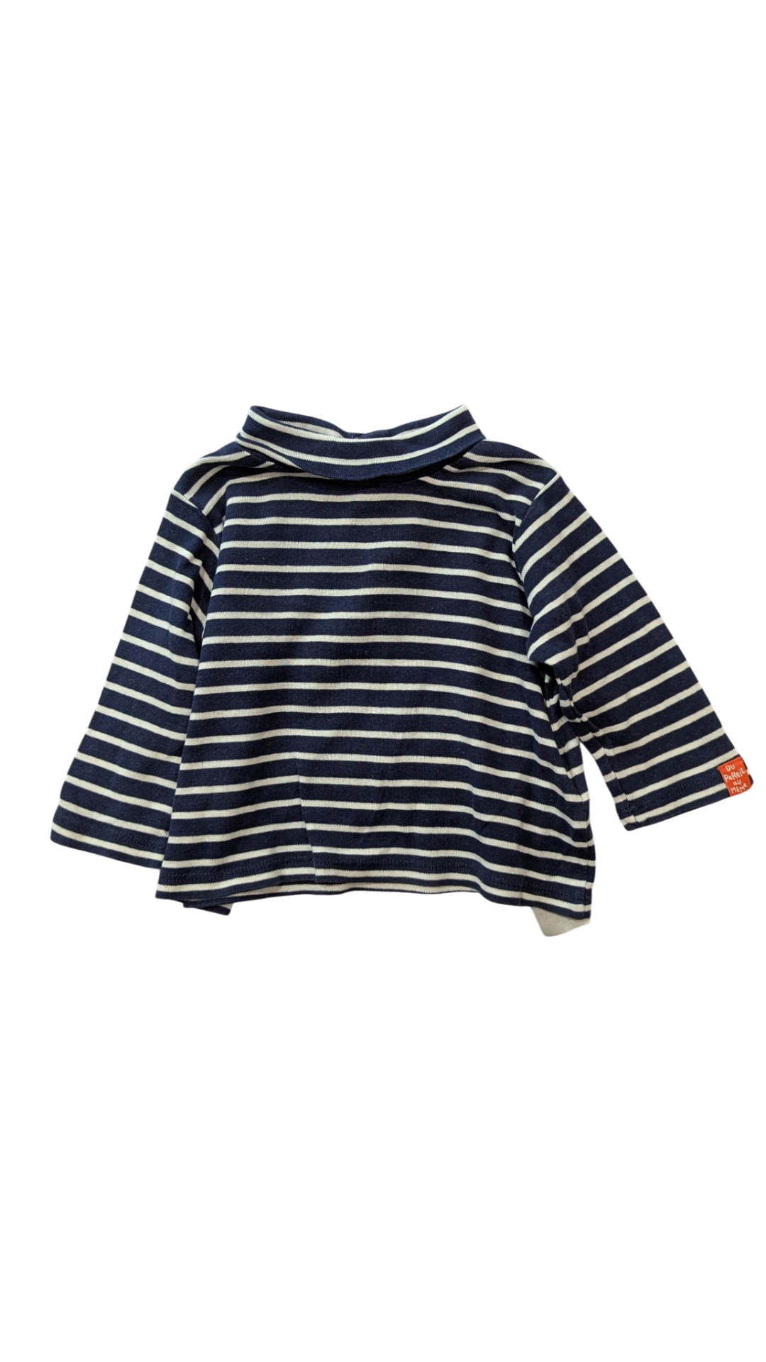 Du Pareil au Même Long-Sleeve T-Shirt, Navy w White Stripes, 9M