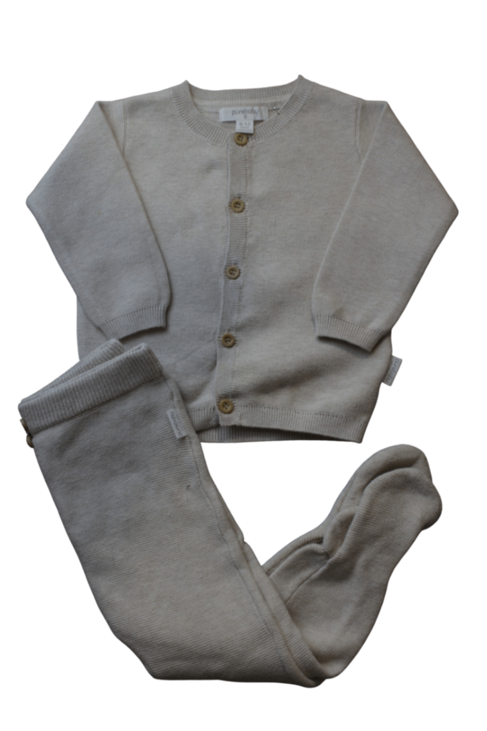 Purebaby Knitwear Set, Beige, 6-12 months