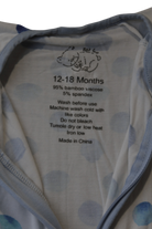Unbranded Jumpsuit, White with blue polka dots and grey trim, 12-18 Months