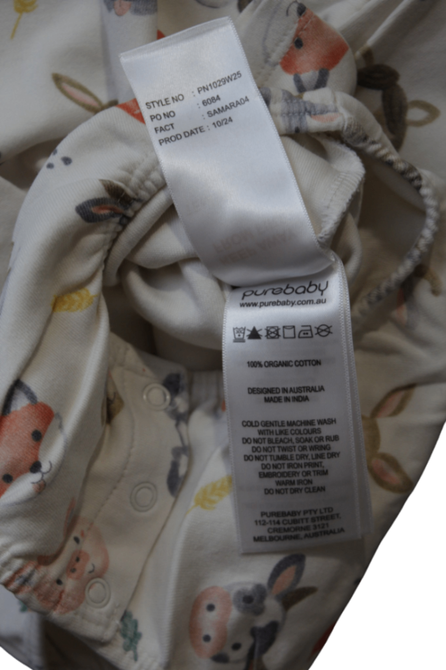 Purebaby Bodysuit, Cream with multicolour animal print, 2 (18-24 months)