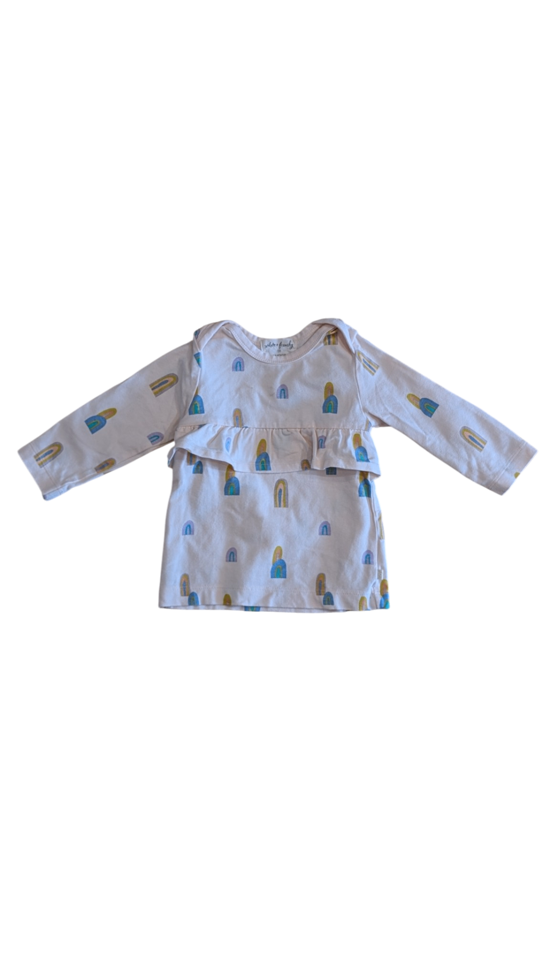 Wilson + Frenchy Long-Sleeve T-Shirt, Cream w Rainbow Prints, 00