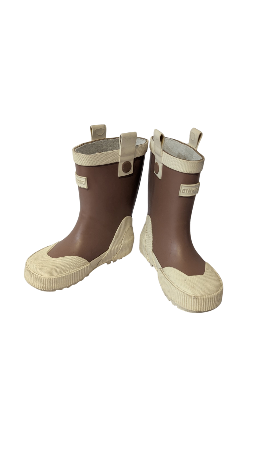 Cotton On Gumboots, Brown w Cream Trims, US 8-9/EUR 25