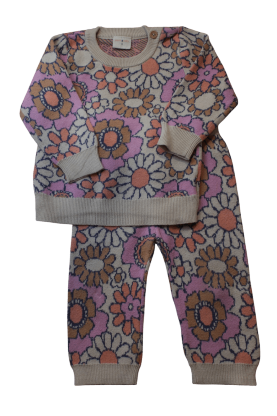 Jack & Milly Knitwear Set, Beige, pink, orange and navy multicolour, 0
