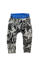 Bonds Leggings, Grey w Black Bird Prints & Blue Trim, 6-12M