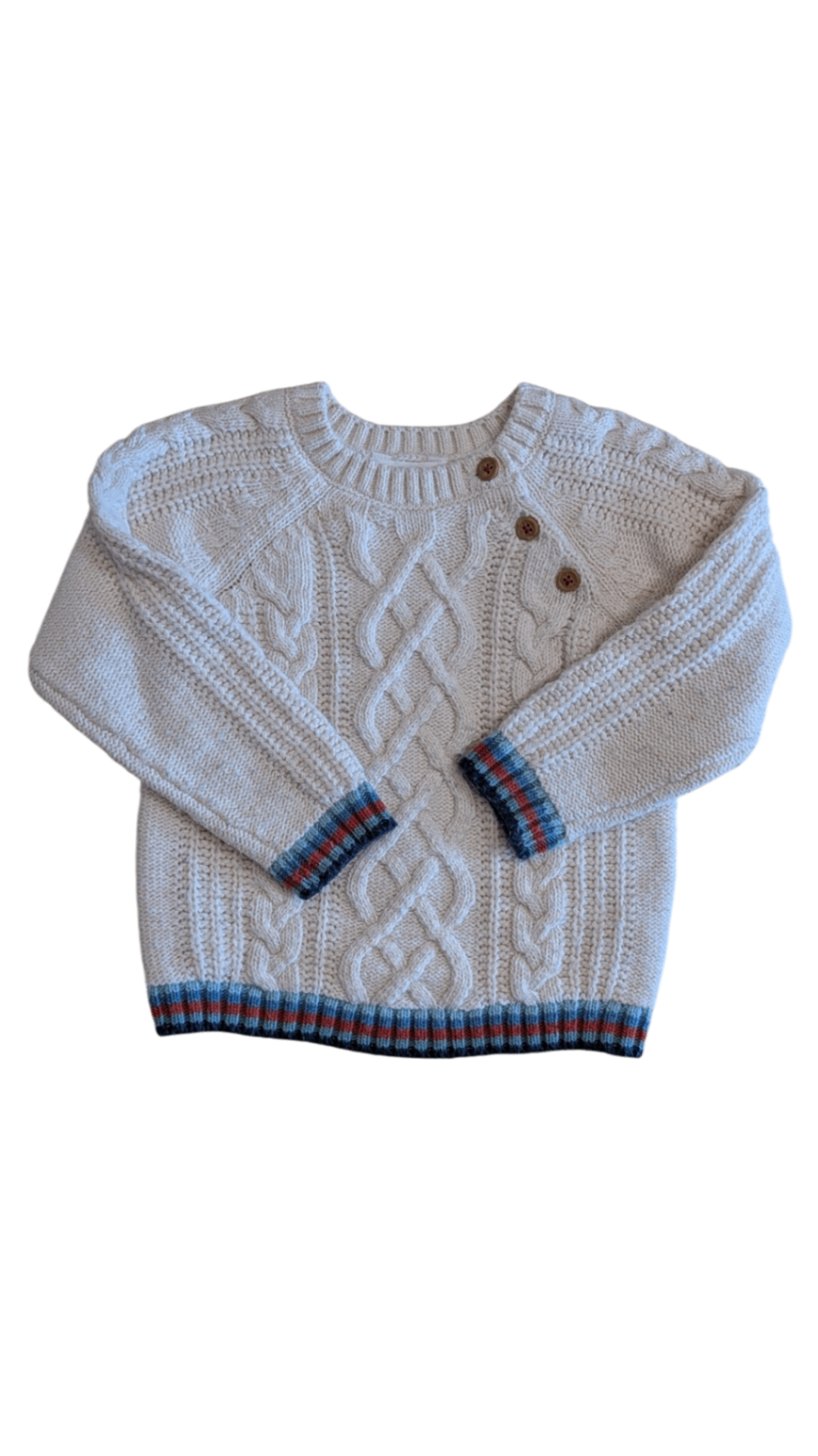 Jack & Milly Jumper, Cream with blue and red trim, 5