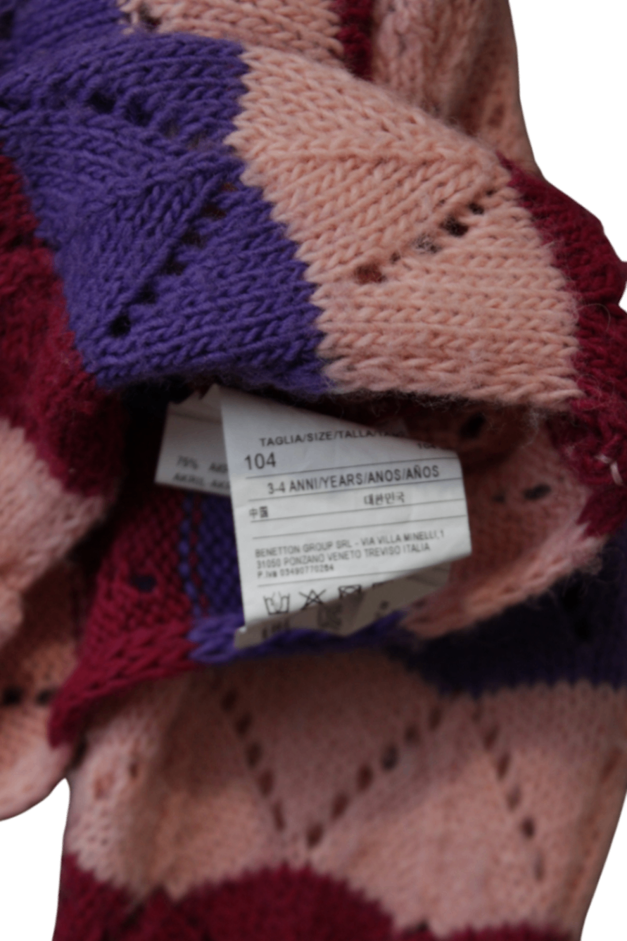 United Colors of Benetton Cardigan, Pink, purple, burgundy and beige, 104/3-4