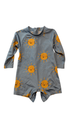 Wilson & Frenchy Playsuit, Blue w Yellow Sun Print, 0