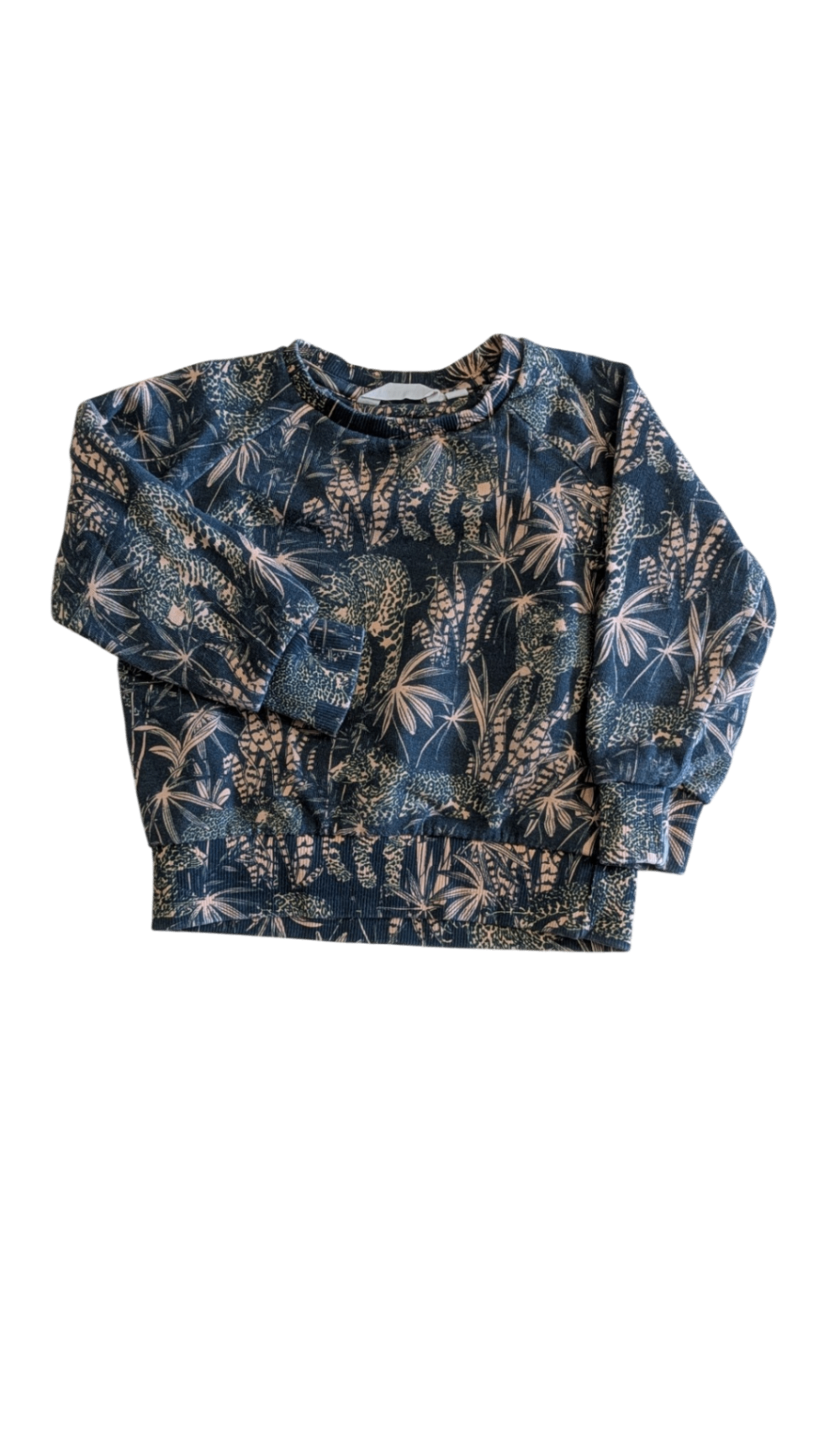 Munster Jumper, Dark Green w Coral Jungle Prints, 2