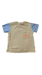 Gustavo Gano Kids T-Shirt, Beige w Blue Sleeves, 2-3