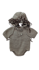 Handmade Bodysuit & Beanie Set, Browns, Newborn