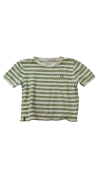 Country Road T-Shirt, White w Green Stripes, 12-18M