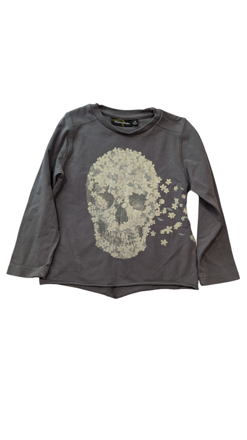Rock Your Kid Long-Sleeve T-Shirt, Washed Grey, 3