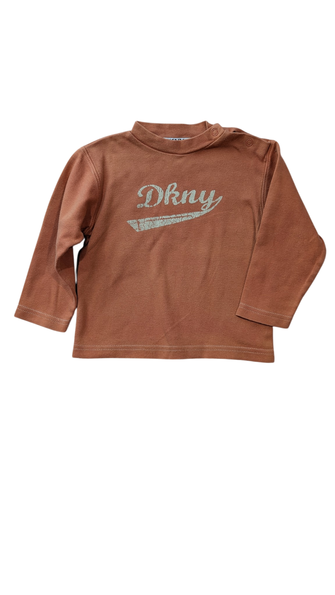 DKNY Long-Sleeve T-Shirt, Orangey Brown, 12M