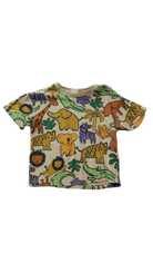 H&M T-Shirt, Cream w Multi Animal Prints, 2