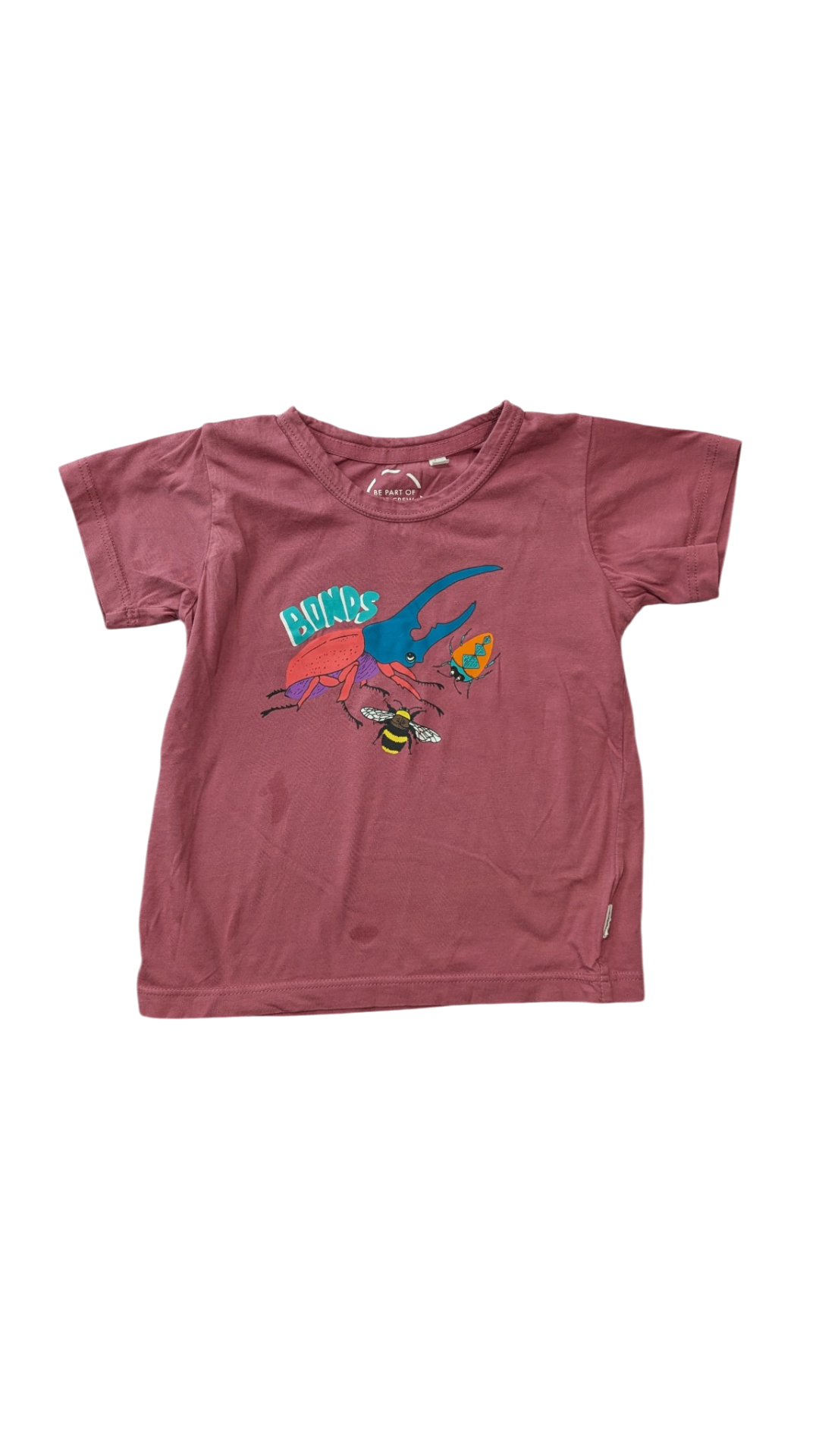 Bonds T-Shirt, Dusty Rose w Bug Print, 3