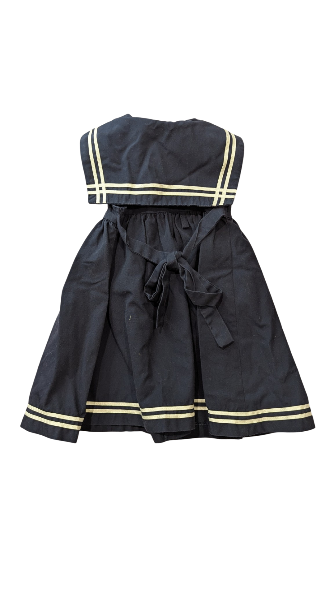 Sophie Rose Dress, Navy Blue, Cream Trim & Red Bow, 12M