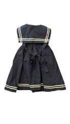 Sophie Rose Dress, Navy Blue, Cream Trim & Red Bow, 12M