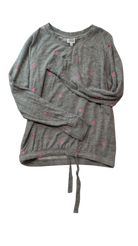 Seed Teen Long-Sleeve T-Shirt, Grey w Pink Hearts, 12Y