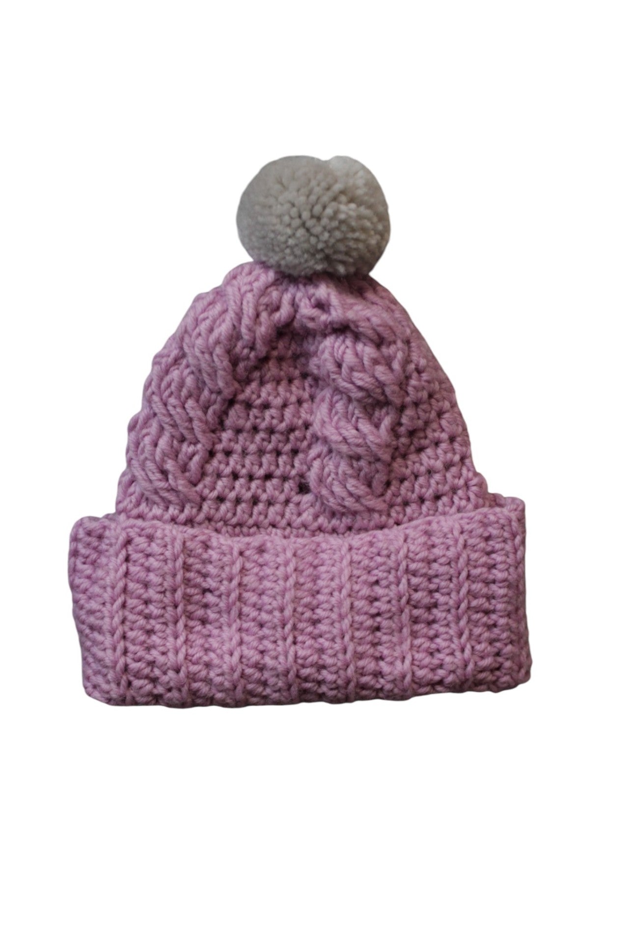 Handknit Baby Hat, Purple, OS