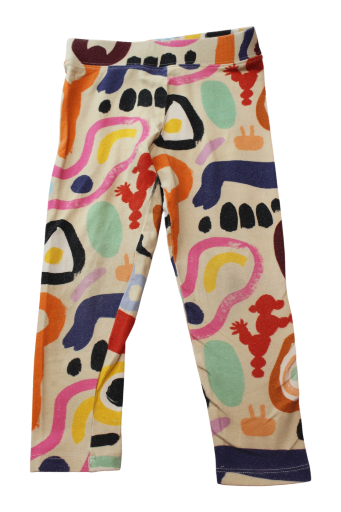 blaou. Knit Leggings, Cream with multicolour print, 3-4Y