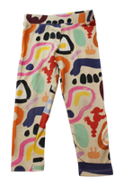 blaou. Knit Leggings, Cream with multicolour print, 3-4Y