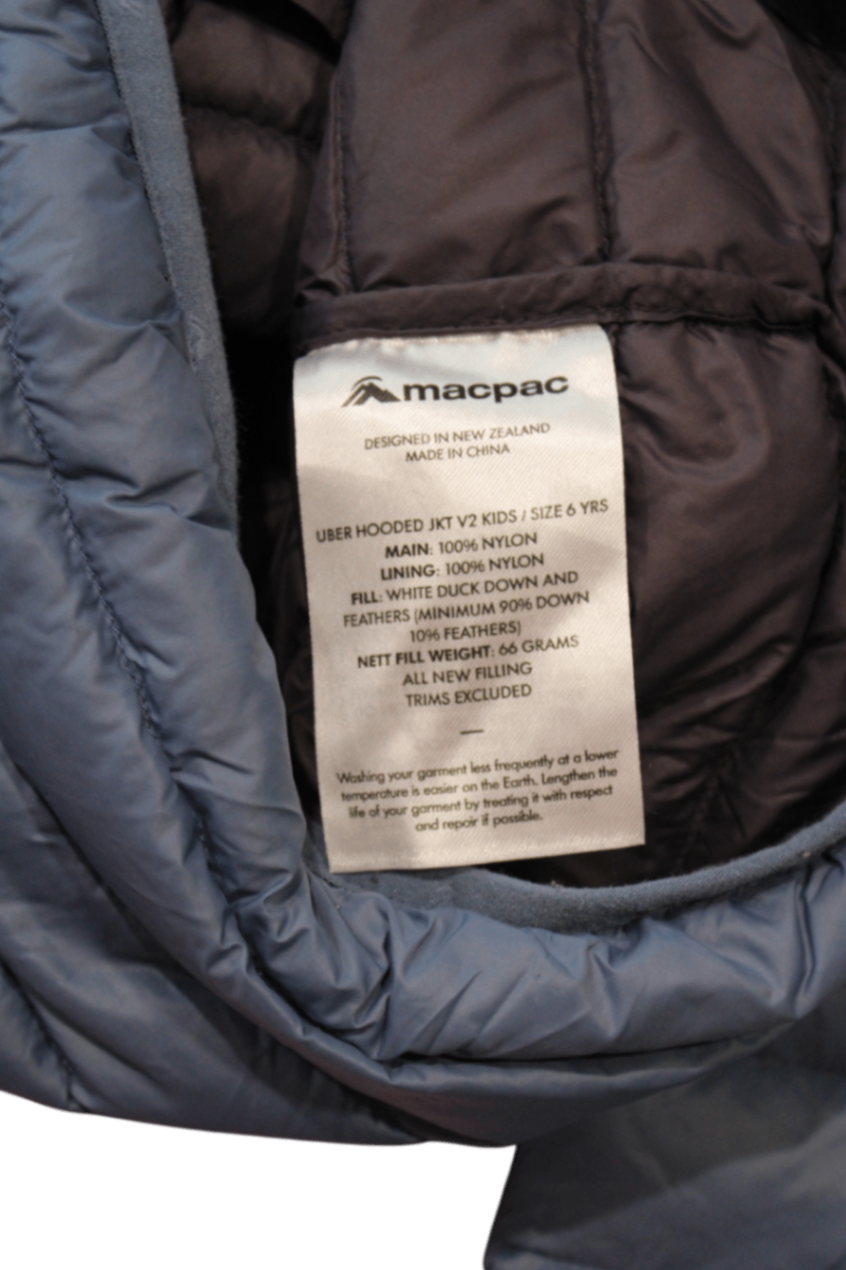 Macpac Puffer Jacket, Grey/Blue, 6 YRS