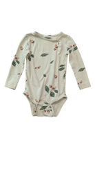 Petit Piao Bodysuit, Cream with green and brown print, 80
