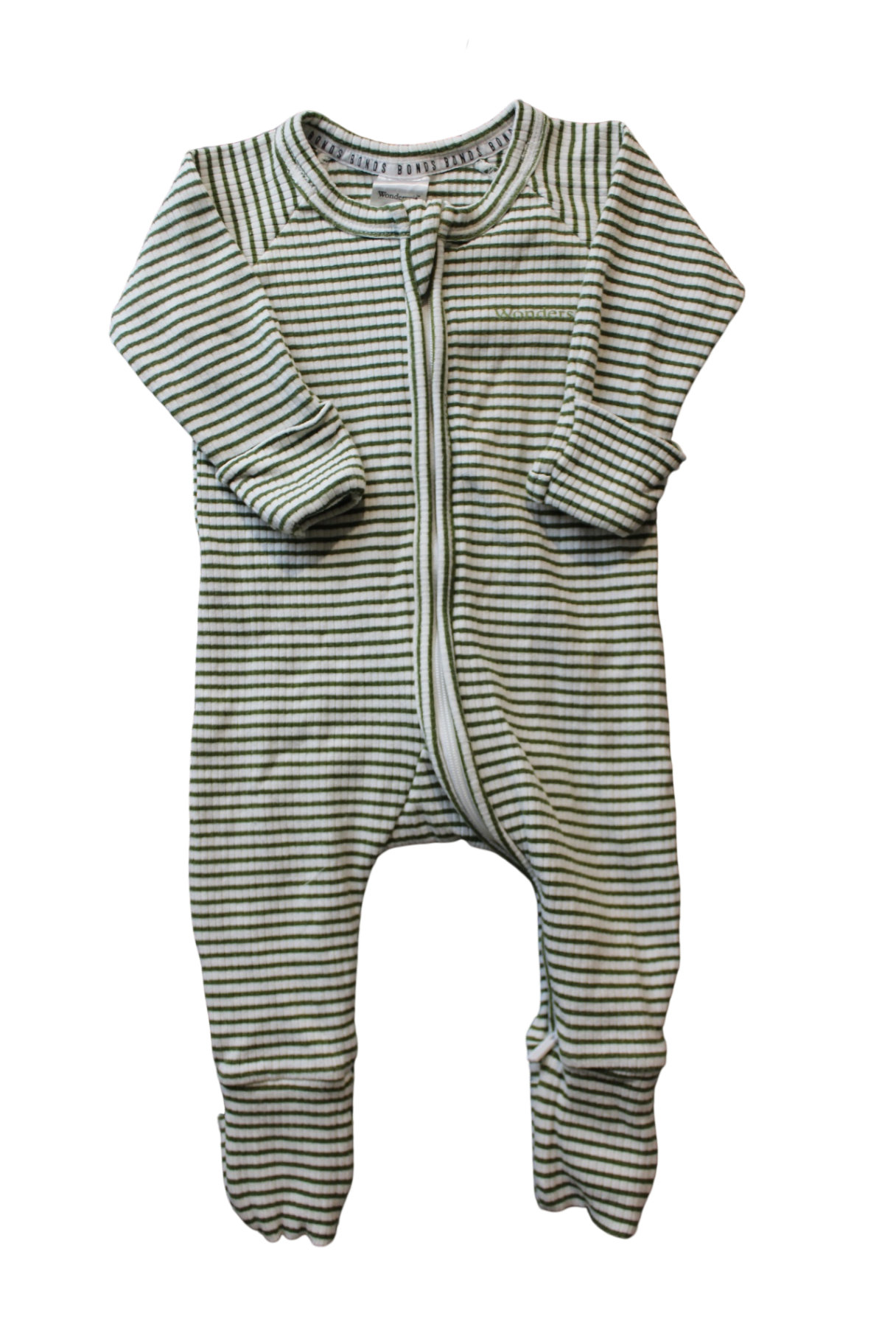 Bonds Jumpsuit, Green and White stripe, 000