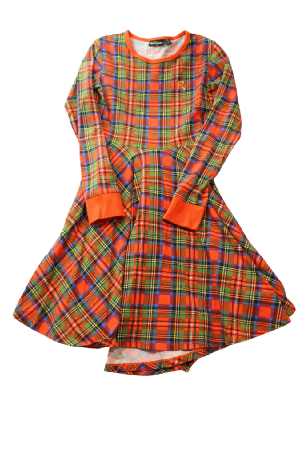 Rock Your Kid Dress, Orange Multicolour Plaid, 10