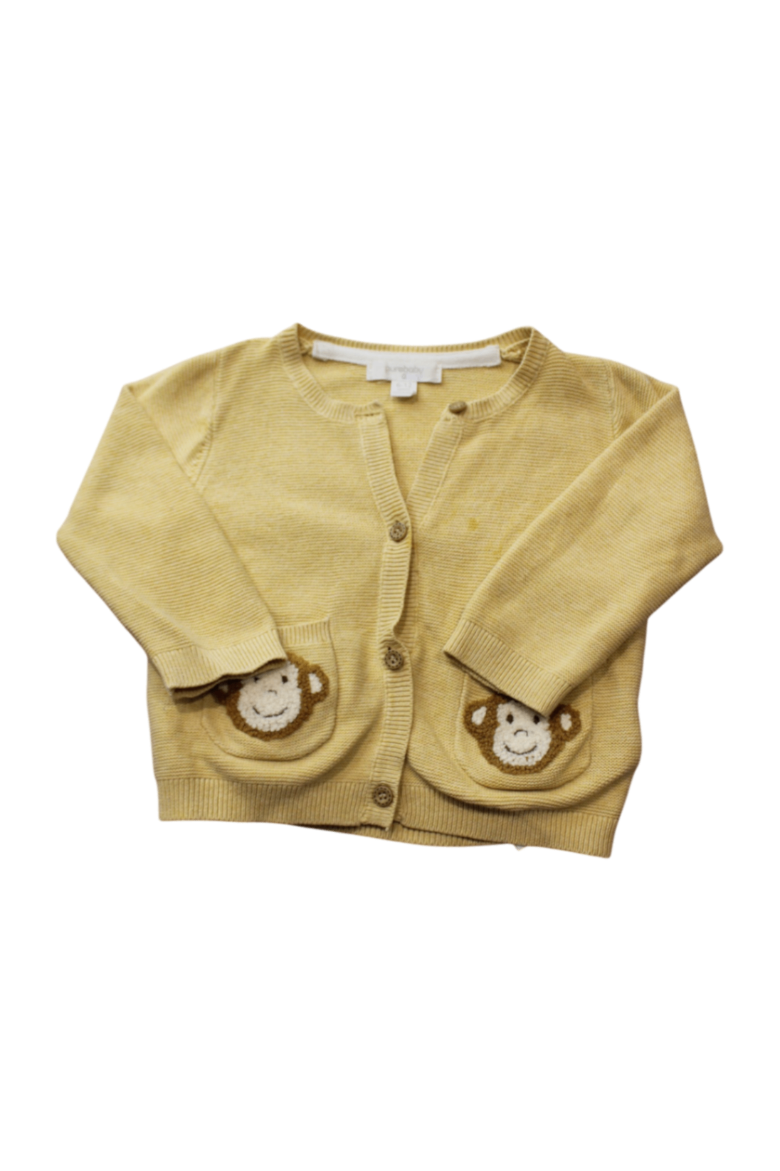 Purebaby Cardigan, Yellow, 6-12 months