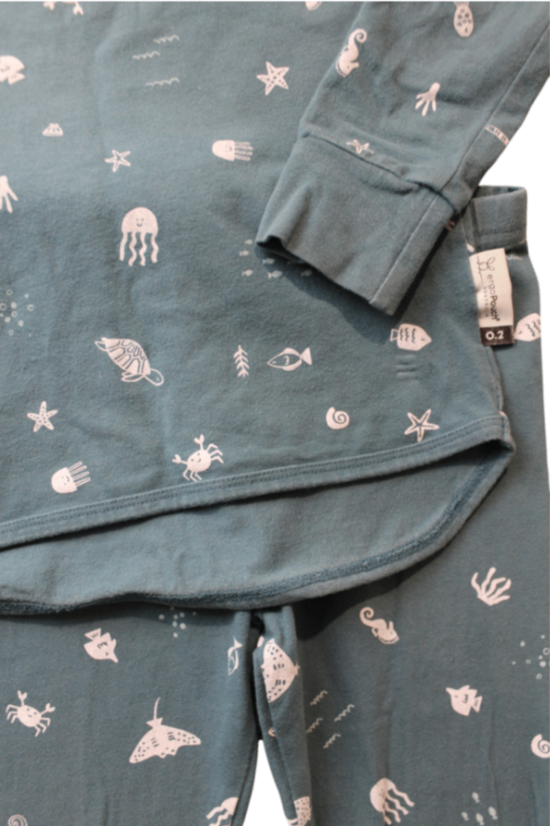 Ergopouch Pajama Set, Teal/Ocean print, 3
