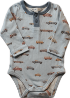 Bebé Bodysuit, Light blue car print, 000