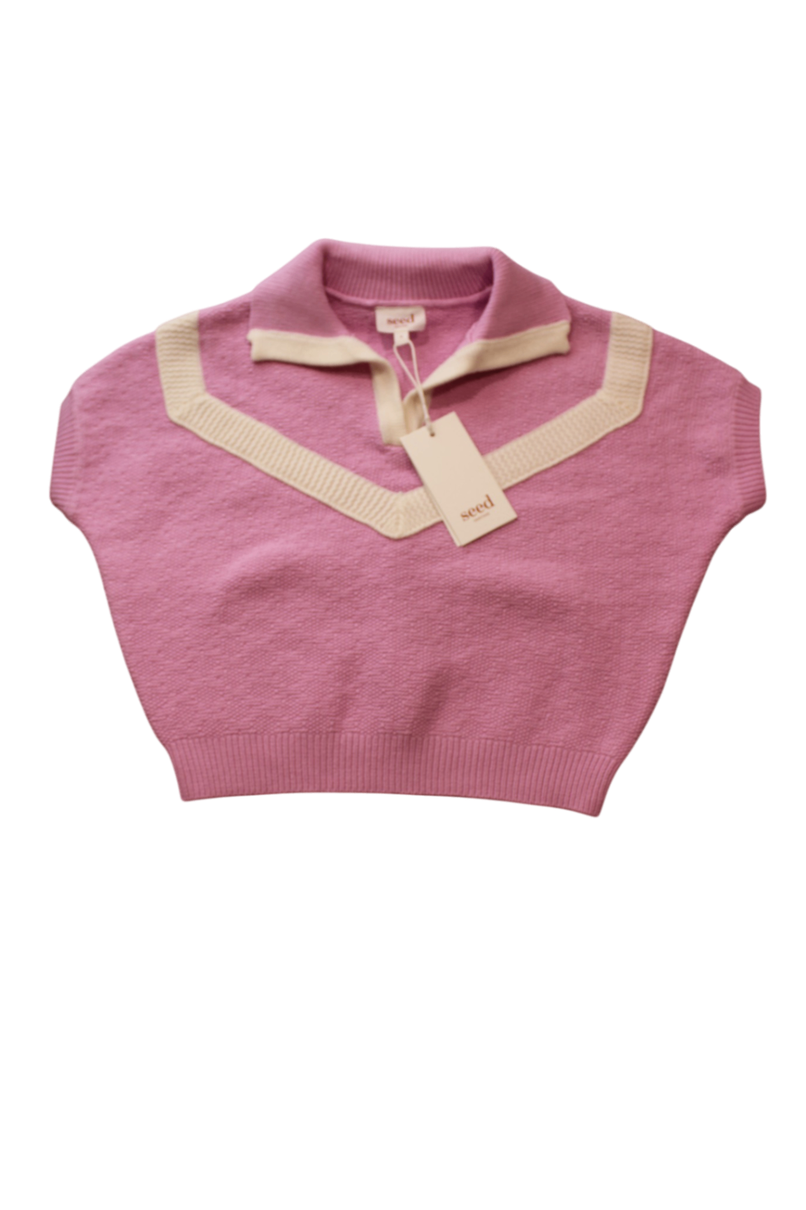 Seed Heritage Jumper, Pink and Cream, 4