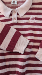 *Sol mate Jumper, Burgundy and light pink stripe, 6