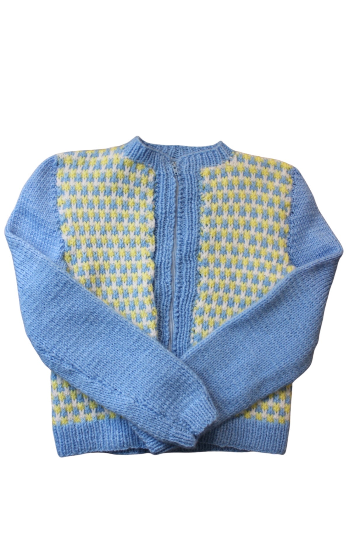 Handknit Cardigan, Blue, 3