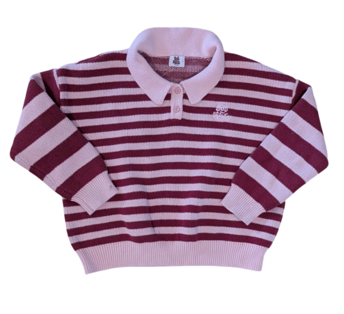 *Sol mate Jumper, Burgundy and light pink stripe, 6