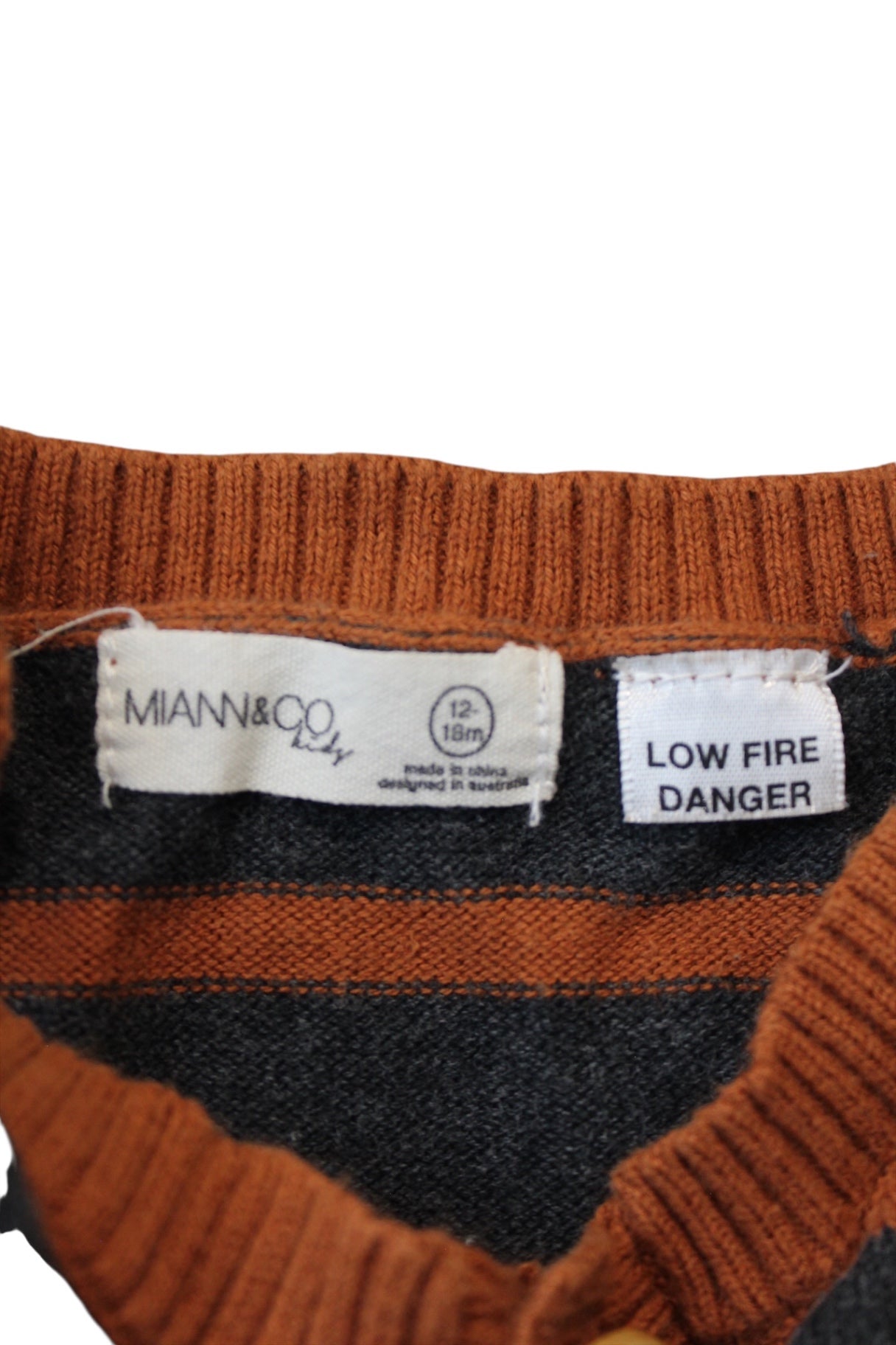 MIANN&CO Playsuit, Grey and rust orange, 12-18m