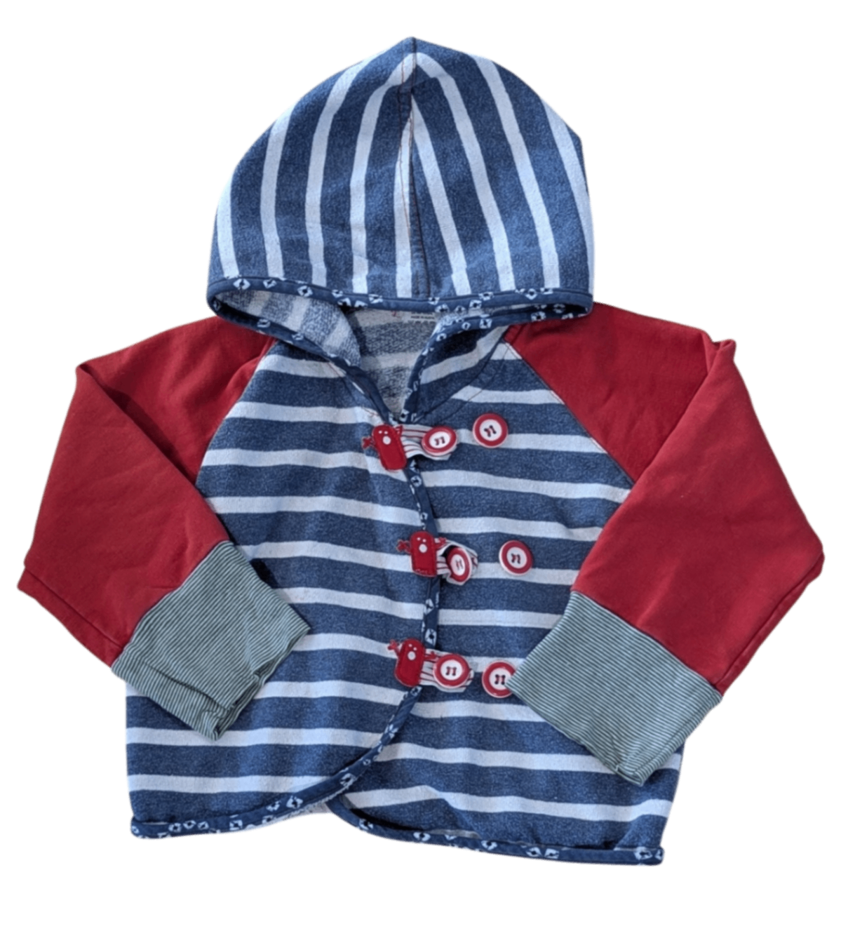 Oishi-m Cardigan, Blue, red, white , 3