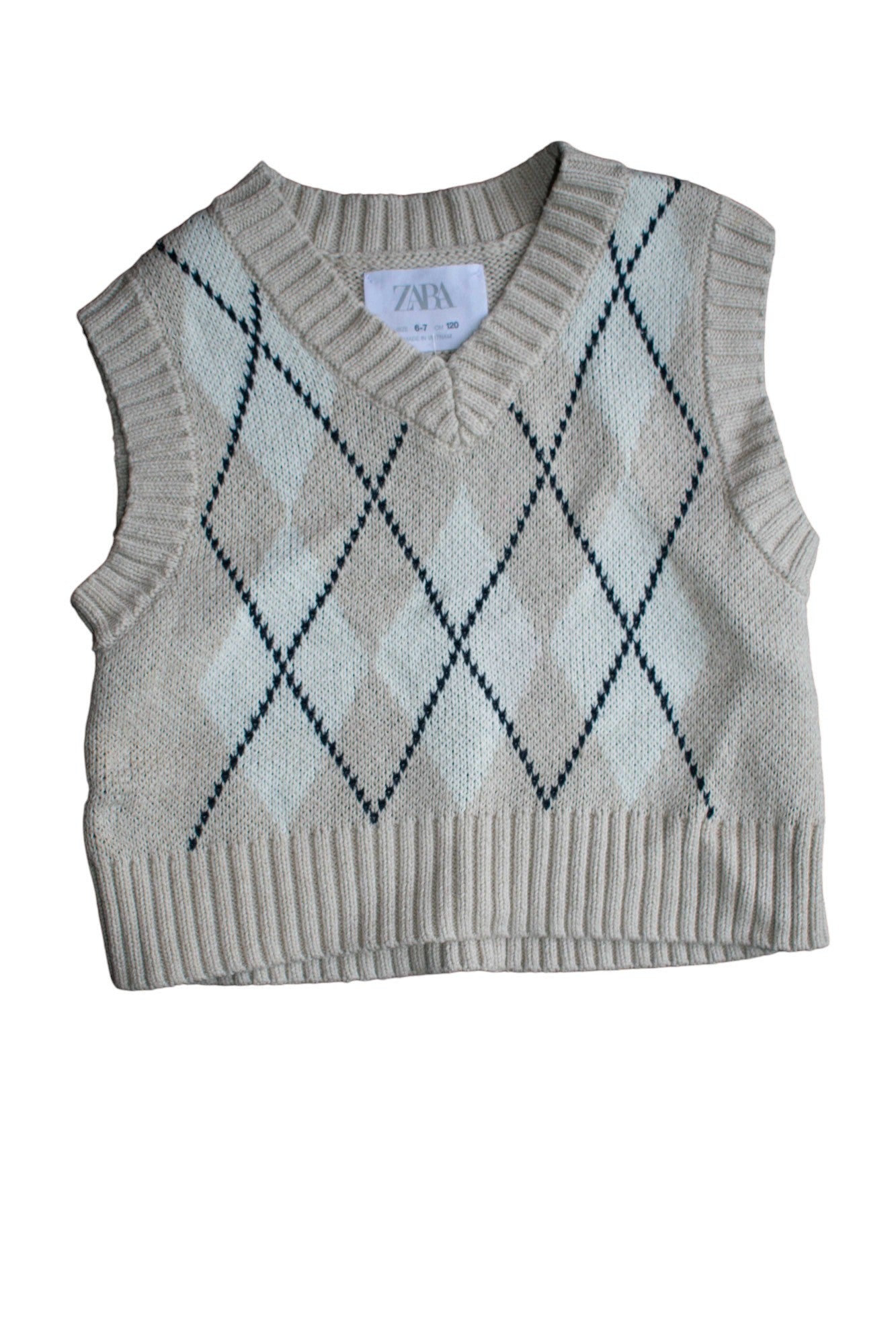 Zara Argyle Knit Vest Zara Vest, 6-7 – Use-Ta!